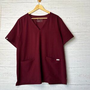 Figs Scrubs Top Womens Size XXL Burgundy Technical Collection Medical Nursing